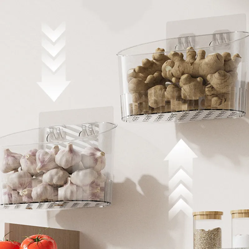 Kitchen Onion Ginger Storage Basket With Hook Vegetable Fruit Organizer Holder Bathroom Sundries Hanging Box