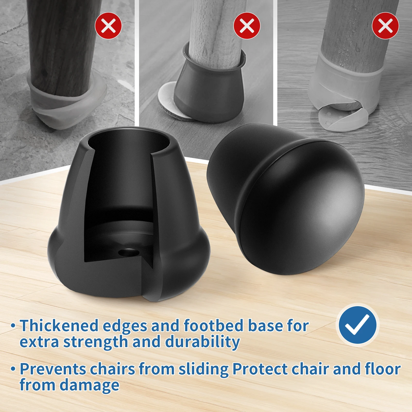 8-Piece Heavy-Duty Metal Chair Leg Protectors - Anti-Slip & Silent Floor Protectors