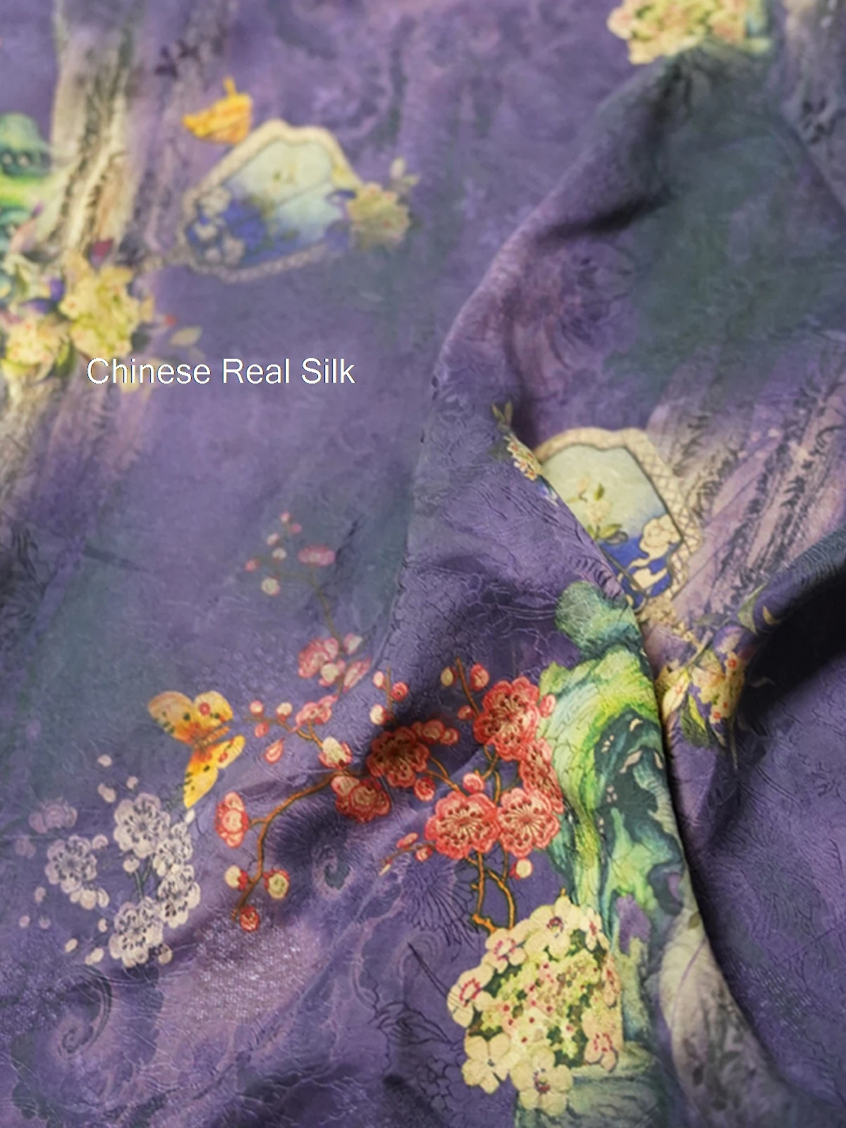 

Ретро фиолетовый круговой веер ароматное облако пряжа красный натуральный шелк цветок редис улучшенный пользовательский Чонсам платье ткань