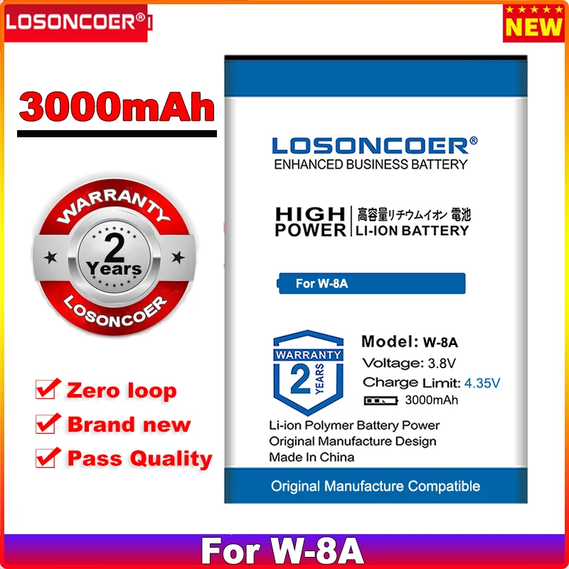 

LOSONCOER 0 Cycle 100% New 3000mAh W-8A Battery For W-8A Batteries