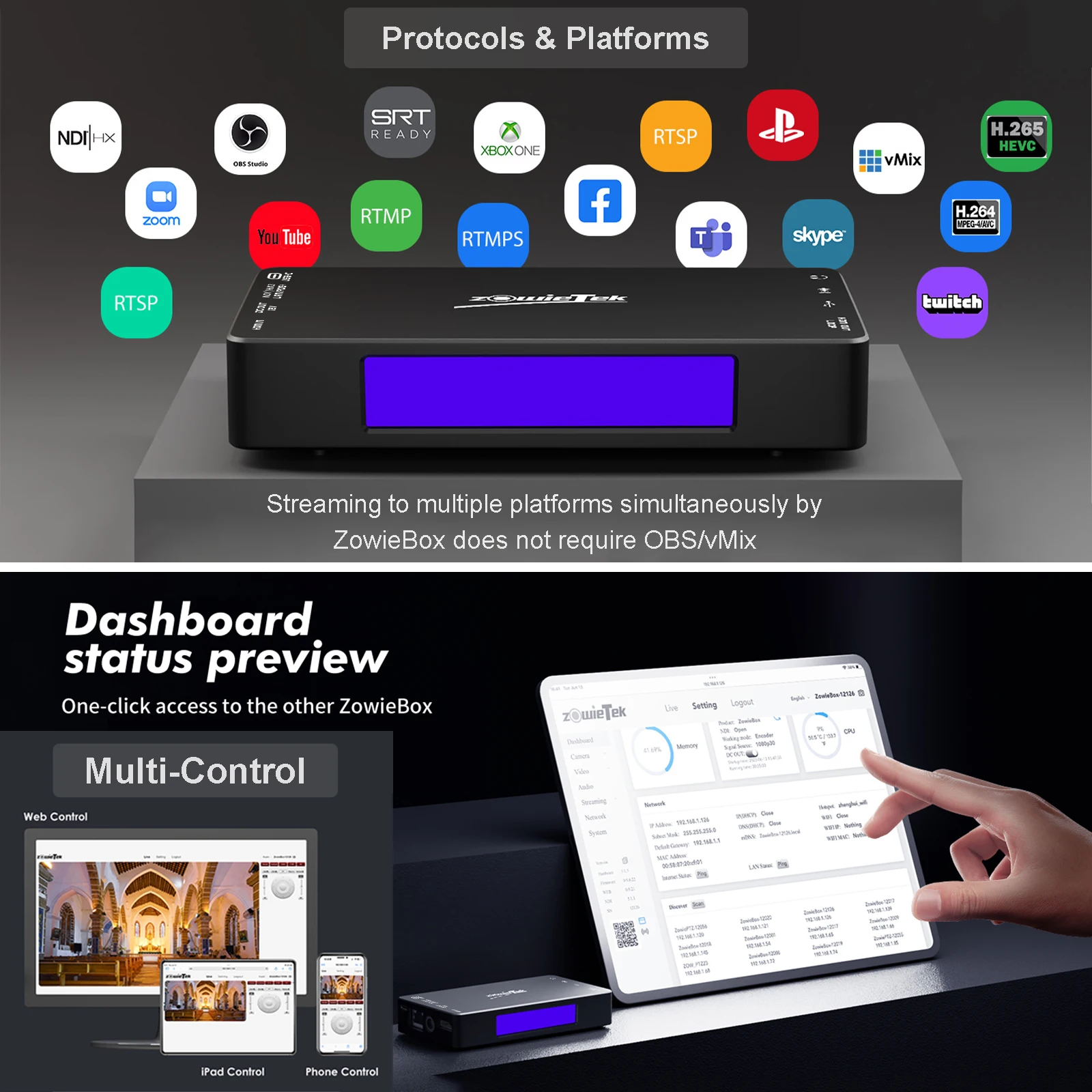 Zowietek HDMI  ̺ Ʈ ڴ/ڴ, NDI | HX3,  ĸó  , SRT/RTMP(S)/RTSP, 3.1.3 , 4K