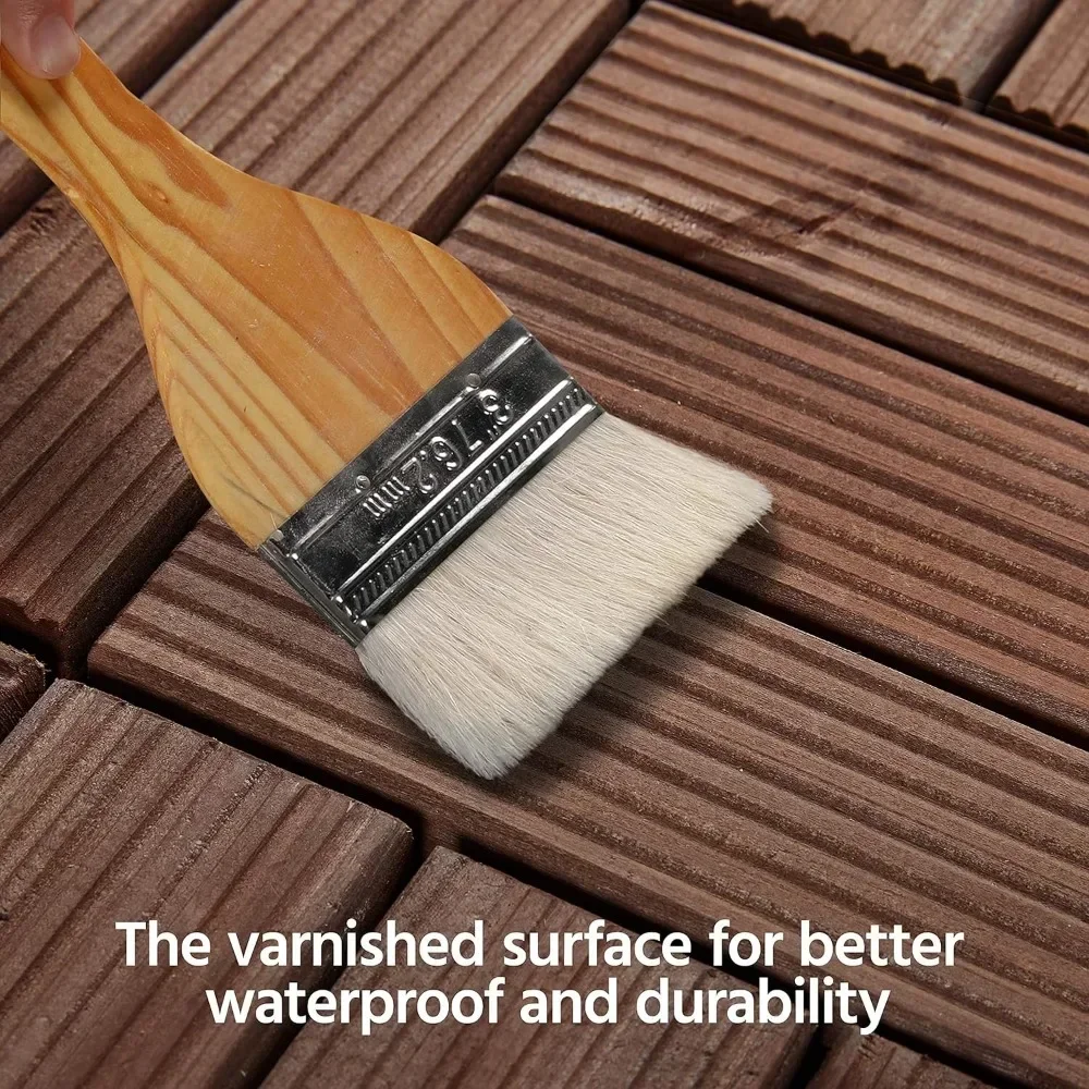 27PCS Wooden Decking Tiles 12 x 12in Hardwood Interlocking Patio Deck Tiles Composite Floor Covering for Platform Patio Garden