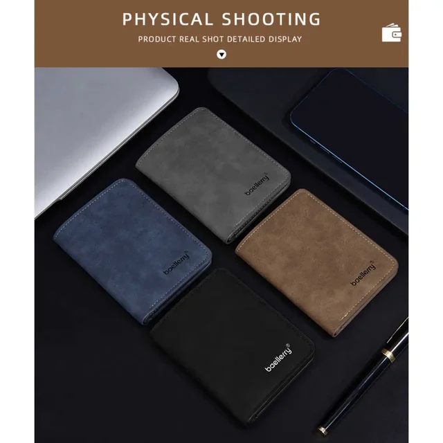 Thin Sanded Leather Multi-Card Driver's License Card Holder Simple Casual New Business Multi-Function Bifold Men's Short Wallet 6
