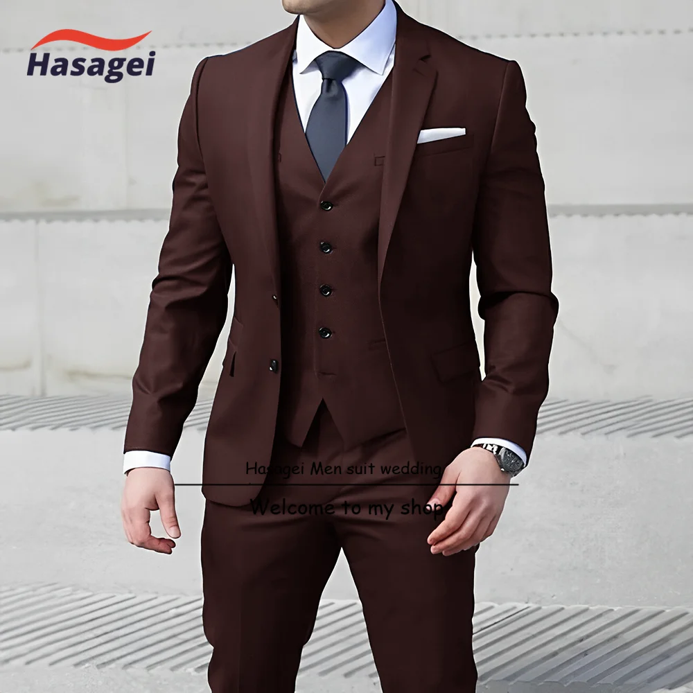 Navy blue Men's Business Suit 3-piece Slim Fit Jacket Pants Vest Formal Commuting Clothes Wedding Groom Tuxedo formal suit business men clothing