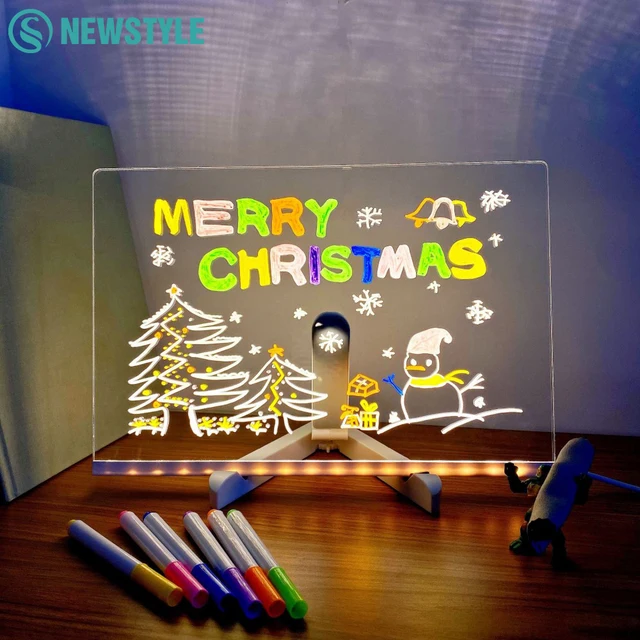 LED Note Board With Night Light Colorful 7 Pens