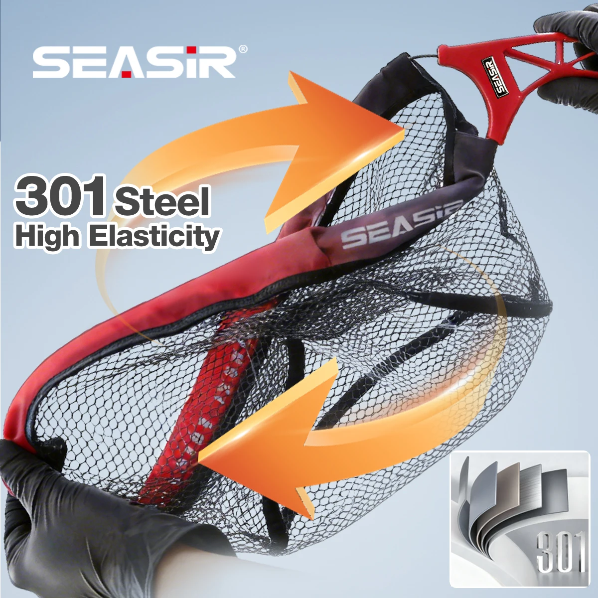 SEASIR Foldable Fishing Net with High-Elastic Steel Frame and ABS Grip, Includes Waterproof Storage Bag