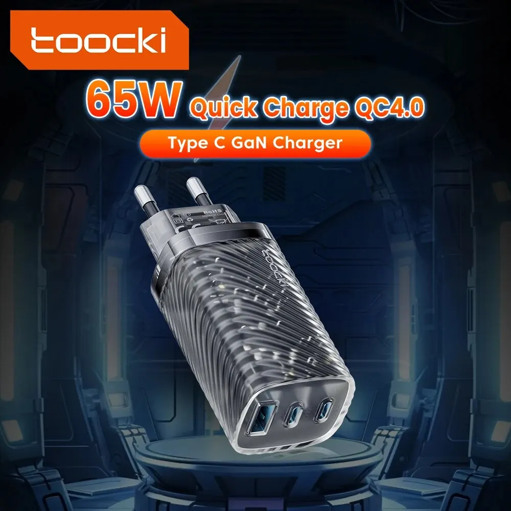 Toocki GaN 67W USB Charger Type C Quick Charge 4.0 Transparent Type C Charger For iPhone 15 Xiaomi Samsung S23 USB Phone Charger