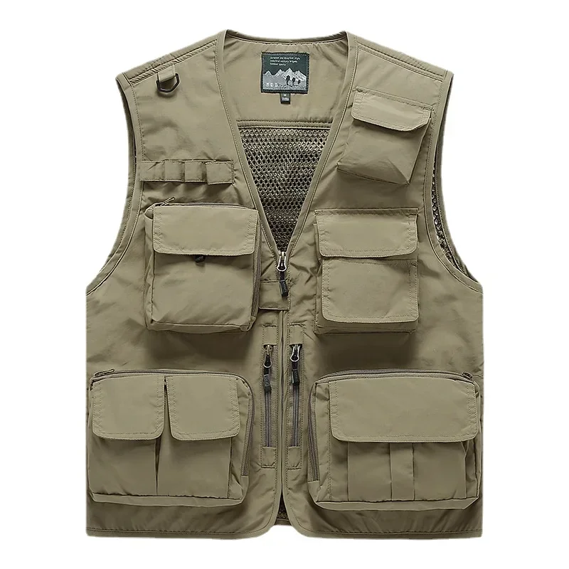 Veste mesh pêche homme 6XL multi-poches - Veste respirante pour photographie et escalade en extérieur