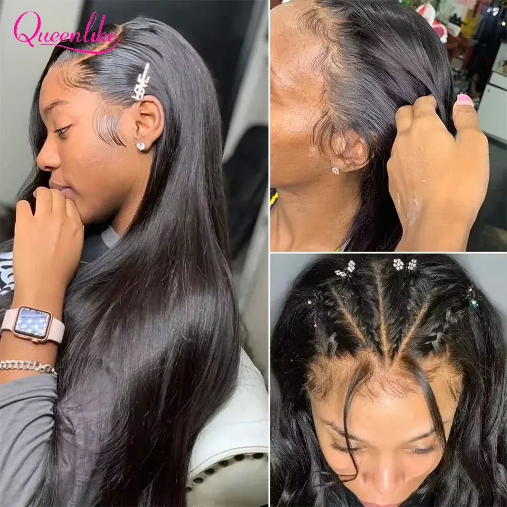 22 24 Inch Straight 13x6 Lace Closure Brazilian Hair Transparent Straight Human Hair HD Lace Frontal With Baby Hair Pre Plucked 6