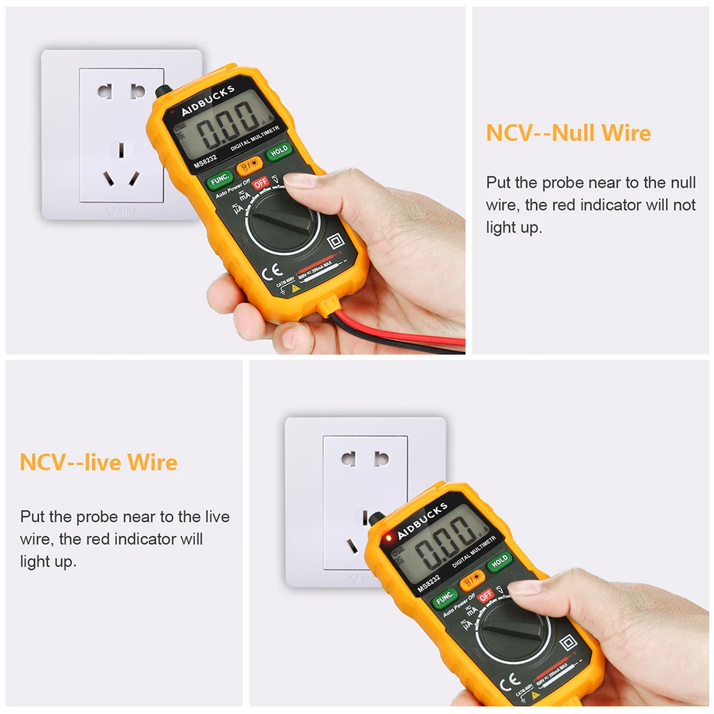 Digital Multimeter DC/AC Current Voltage Meter Auto Range Ammeter Voltmeter Tester NCV 2000 Count Alarm Multimeter Test Tools