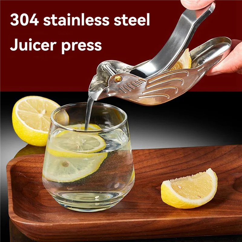 2X 우아한 스테인레스 스틸 레몬 과즙기, 휴대용 새 모양의 수동 과즙기, 감귤류 및 석류에 적합