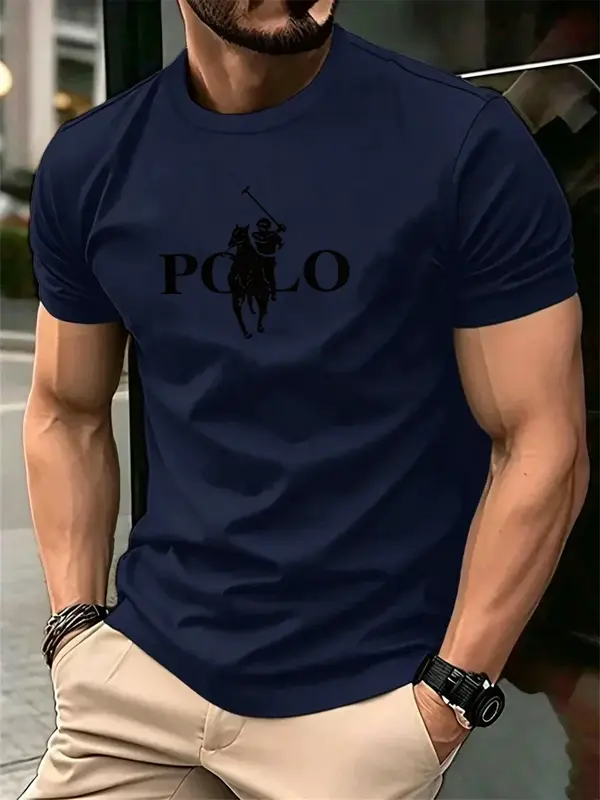 Men's Summer Simple and Fashionable Casual Business Short Sleeved T-shirt Round Neck Solid Color Sports Quick Drying Top - Image 8