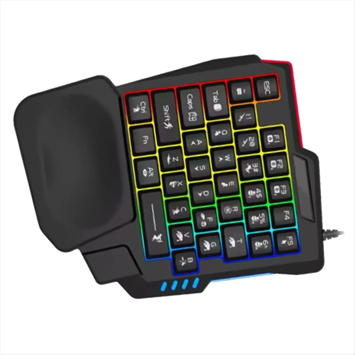 T96C 인체공학적 게이밍 키보드 싱글 핸드 USB 유선 35키 한 손으로 사용하는 RGB 백라이트 미니 키보드