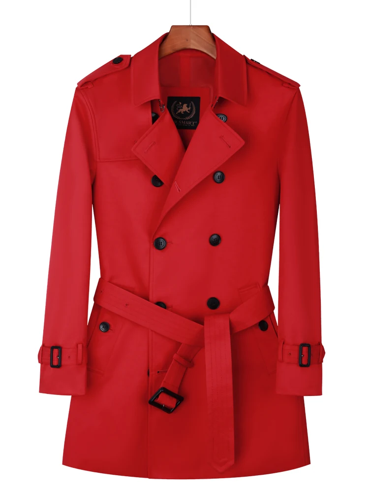 Men Medium and Long Trench Coat Double Breasted Windbreaker Detachable Thickened Down Liner Fashion Coat