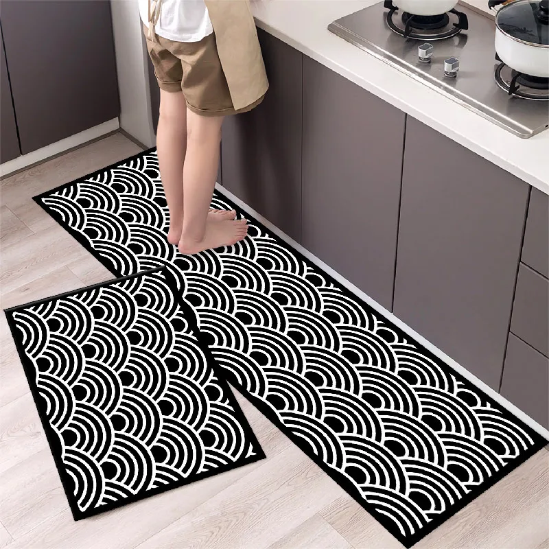 thumbnail image 1 of Alfombra de cocina de poliéster impermeable y resistente al aceite, alfombra de baño antideslizante estampada, alfombra suave para el piso del dormitorio, alfombra para la sala de estar, alfombra de c, 1 of 5