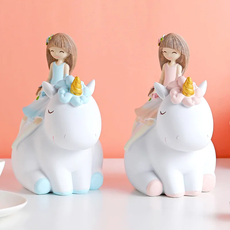 Princess Unicorn Piggy Bank for Kids Children Resin Cute Cartoon Animals Money Savings Box Coins Holder Storage Christmas Gift 3