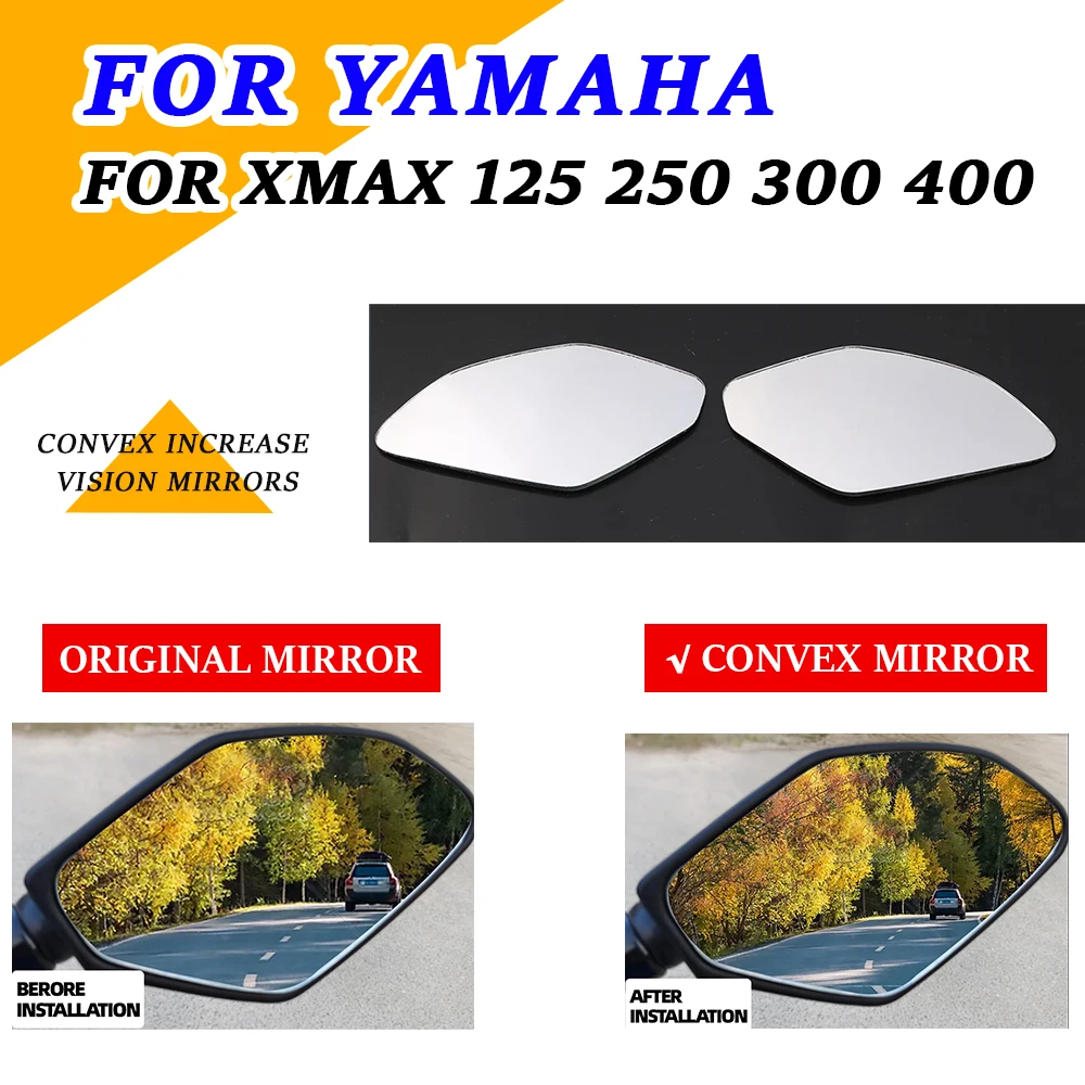Yamaha용 볼록 거울, 백미러 뷰 비전 렌즈 증가, XMAX125 XMAX250 XMAX300 XMAX400 XMAX 300 X-MAX 125 250 400