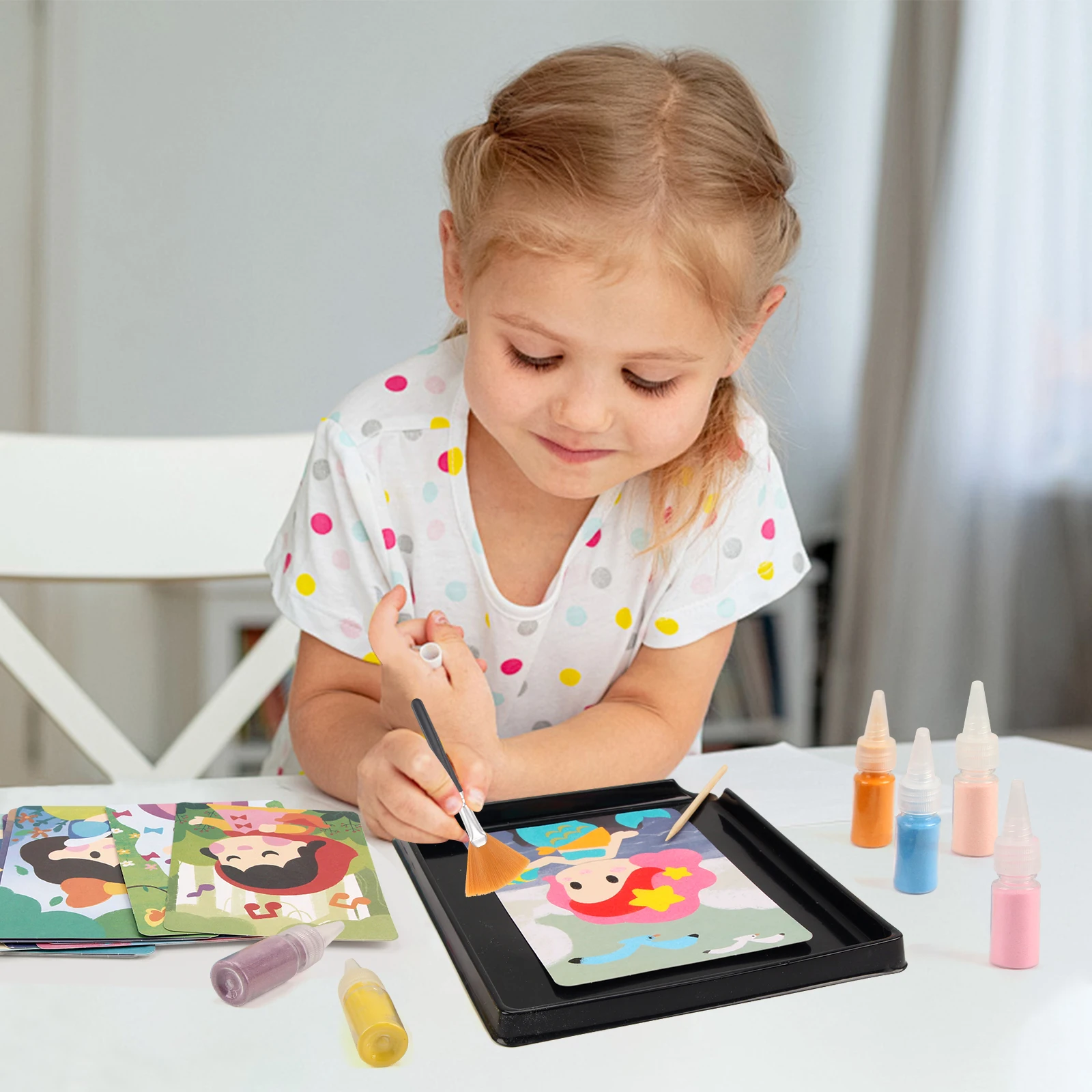 Sand Art Kit DIY Sand Painting Craft 12 Princess Sand Painting Cards 14 Color Montessori Toys Educational Toys For Kids Gifts 6