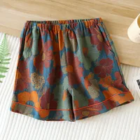 2026 New Summer Women's Pajamas 100% Cotton Shorts Yarn-dyed Jacquard Shorts Women's Loose Home Pants Thin Home Pants Pajamas - Image 3