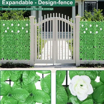 Artificial Ivy Privacy Fence,Faux Evergreen Leaf Hedges Invisible Fencing Panel for Indoor Outdoor Garden Fence Decor, 2