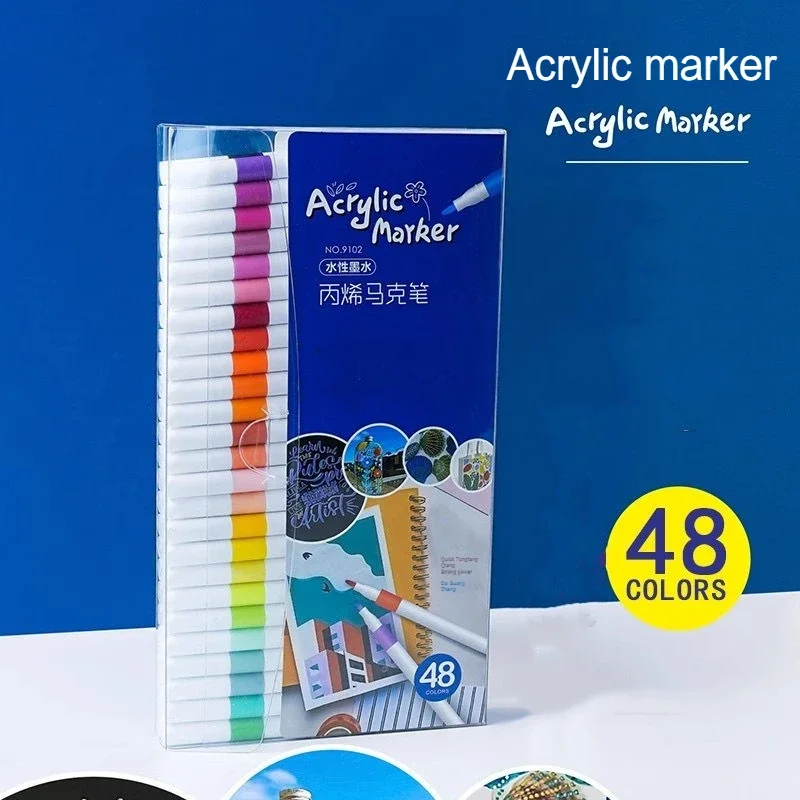 Acrylic Markers Set - 12-60 Colors Soft Tip Pens for Painting on Wood Fabric Ceramic and Glass