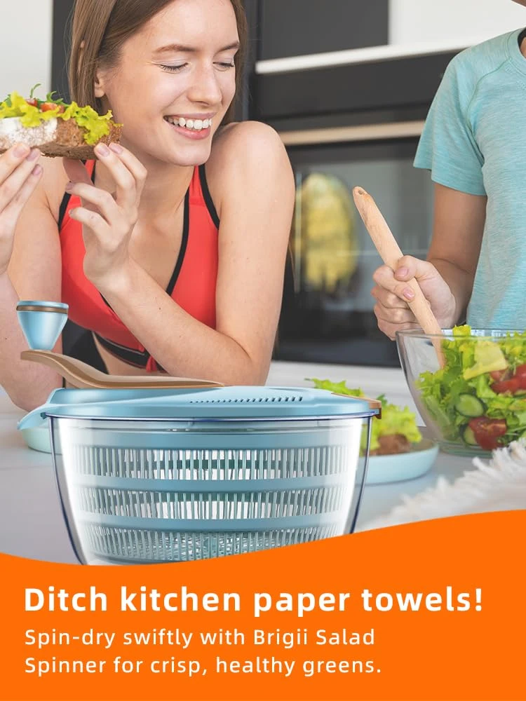 Salad Spinner 4.24 Quart Lettuce Spinner Double Drainage Holes For Washing Spinning Draining Greens salad spinner