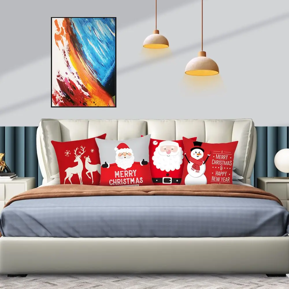 Sofa Decoration Home Life Home Decoration Pillowcase Christmas Cushion Cover Christmas Decorations Fleece Pillowcase