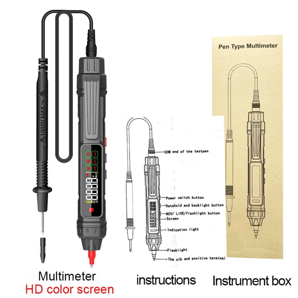 Smart Digital Multimeter Non Contact Voltage Detector Pen Auto Range Resistance NCV High Precision Multimetro Voltmeter Tester 6