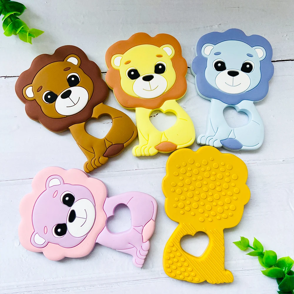 1pcs Baby Silicone Teether Lion Pendant Food Grade Perle Silicone Bead Teething Rodent Chewable Children'S Goods Toys 2