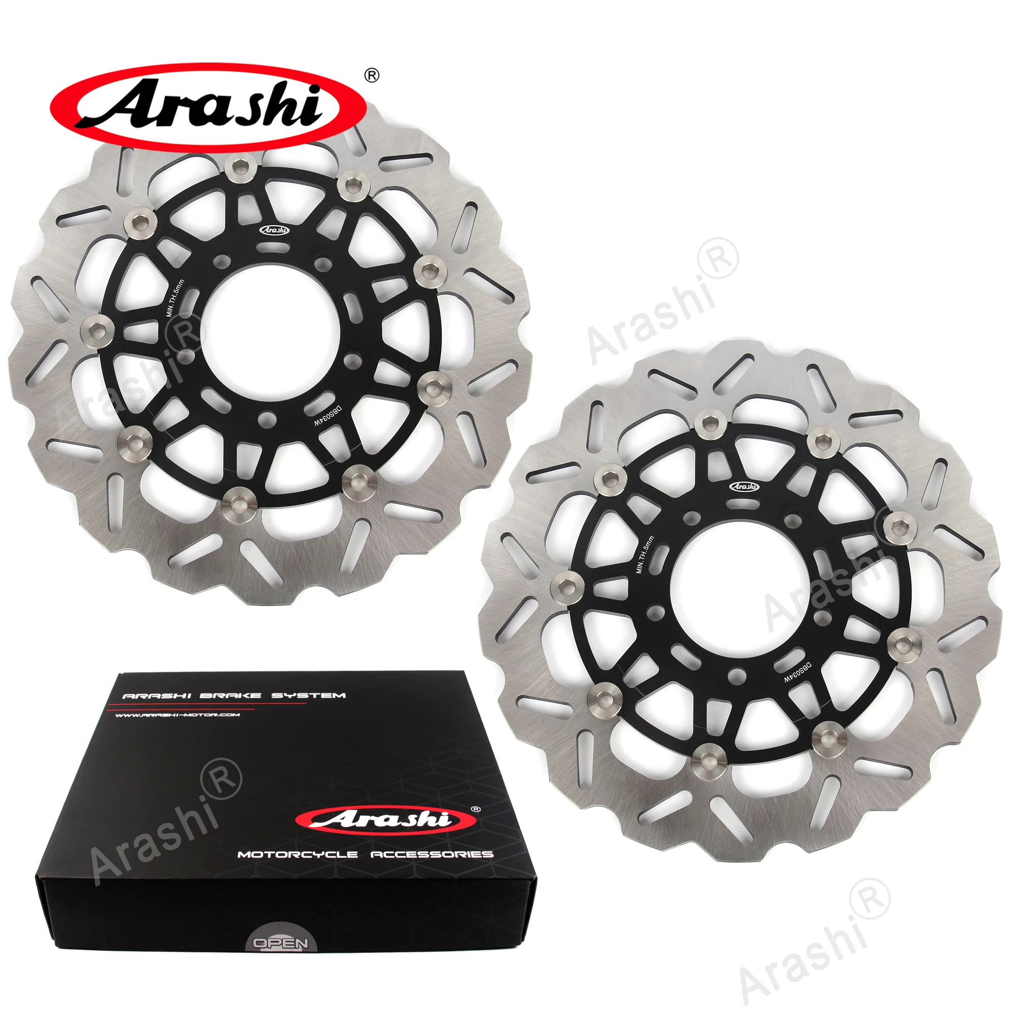 

Arashi 1 Pair For KAWASAKI ZX6R NINJA 636 2003 2004 CNC Full Floating Front Brake Disc Rotors Oversize 300mm ZX636 ZX-6R