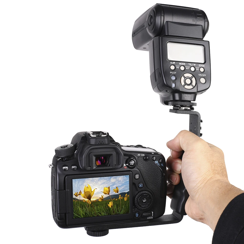 Flash photo,Support de Microphone Triple pour appareil photo