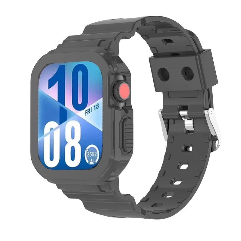 Dual-Function Silicone Band and Case for Smartwatch - Transparent Sport Strap and Protective Bracelet