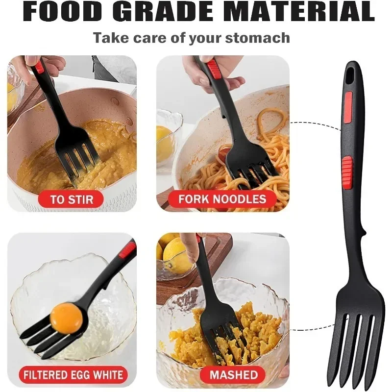 Silicone Flexible Cooking Utensils Multi-function Spaghetti Server Fork Salad Forks Whisking Serving Kitchen Accessories