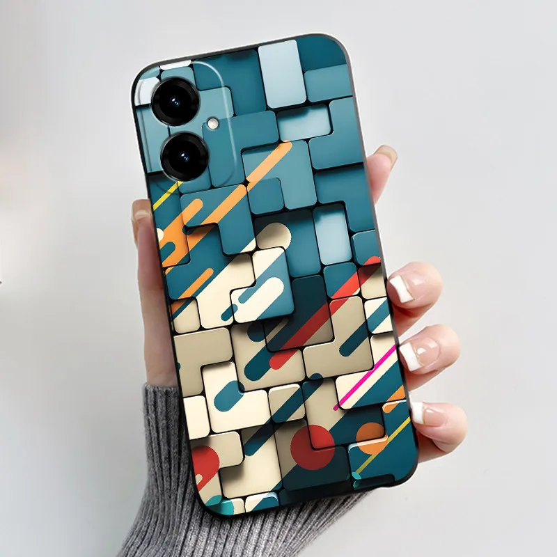 Elegant Black Phone Case with Golden Flower Pattern - Anti-Scratch Soft Casing