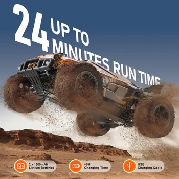 SucceBuy 50 km/h 1:10 RC Car High Speed All Terrain 4WD Off-Road Truck with 45° Wheelie Hobby RC Racing Car Toys Gift for Kids 5