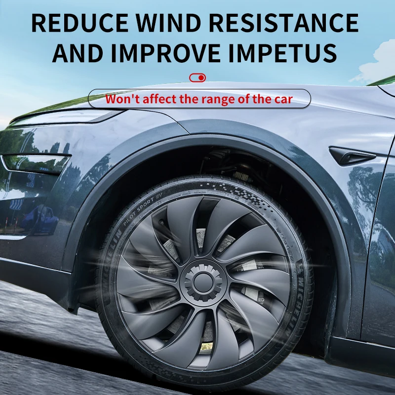 4PCS for New Model Y 2025 Juniper 19in Turbine Texture Style Hubcap Rim Cover Accessories Hub Cap Automobile Wheel Cap for Tesla 5