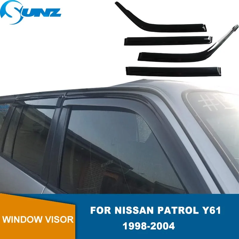 Car Window Visor Car Window Deflectors Side Window Deflector For Nissan Patrol Y61 1998-2004 Door Visor Weather Shields Sun Rain Guards SUNZ