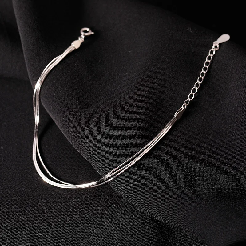 Fashion 925 Sterling Silver Bracelets for Women Simple Korean Multi Layer Coil Adjustable Bracelets Party Wedding Jewelry Gifts