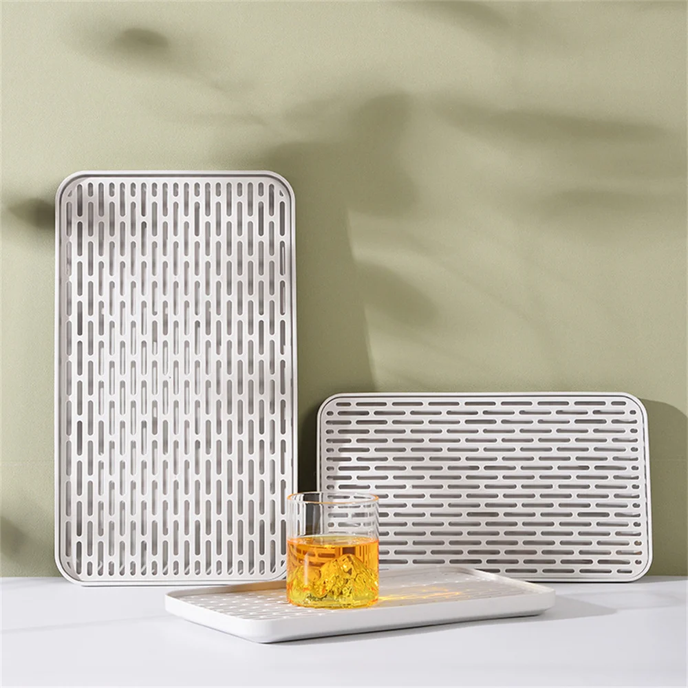 Serving Plate Water Cup Drain Washing Drying Rectangular Kitchen Supplies Tea Tray Double Layer Plastic Kitchen Accessories 3