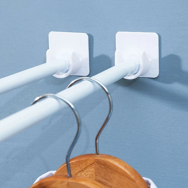 2/4 db Erős Függönyrúd Tartók Fali Ragasztóhorgok Szekrény Ruházat Sínek Rögzített Klip Fürdőszoba Zuhanyrúd Függő Állvány