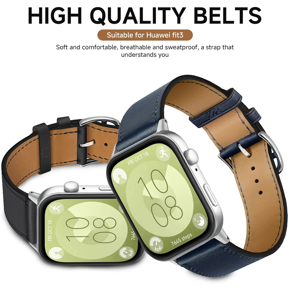 Premium PU Leather Sport Wristband Bracelet - Universal Smartwatch Replacement Strap