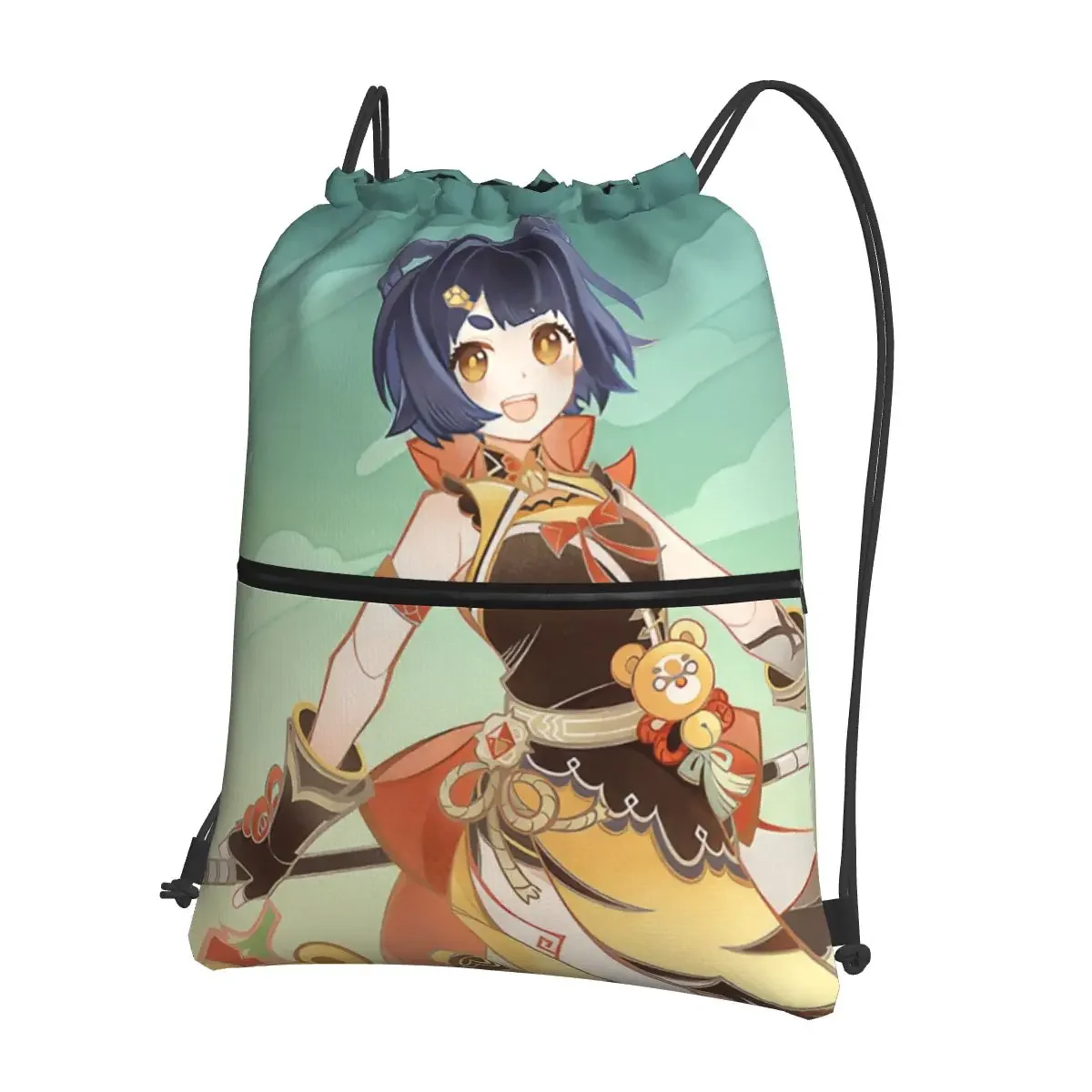 

Xiangling Card Genshin Impact Portable Backpacks Drawstring Bag Fashion Drawstring Bundle Pocket Sundries Bags For Man Woman