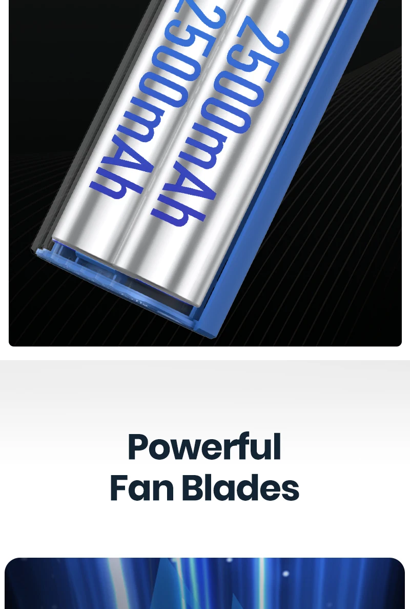 Description Picture 5 of itemTOPK 5000mAh Mini Portable Fan USB Rechargeable Hand Held Fan,Small Pocket Fan 3 Speeds with Lanyard &Base,USB Desk Fan Foldable