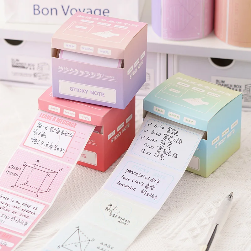 256 sheets 1 box pull-out sticky notes gradient color full adhesive sticky notes roll student simple tearable