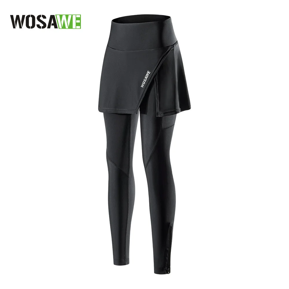 WOSAWE Women's Cycling Pants with Silicone Sponge Cushion Long Pants for Quick Drying High Elastic Bicycle Skirts BT112
