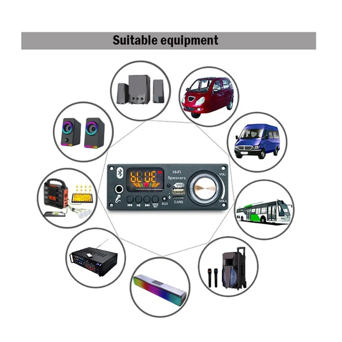 (BAAY) 160W 앰프 블루투스 5.1 MP3 디코더 보드 2x80W 오디오 플레이어 12V DIY MP3 플레이어 차량용 FM 라디오 모듈 TF USB 마이크