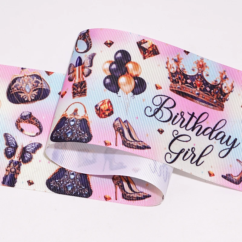 Happy Birthday Grosgrain ribbons for hair bows 5 yards printed grosgrain handmade materials 90263