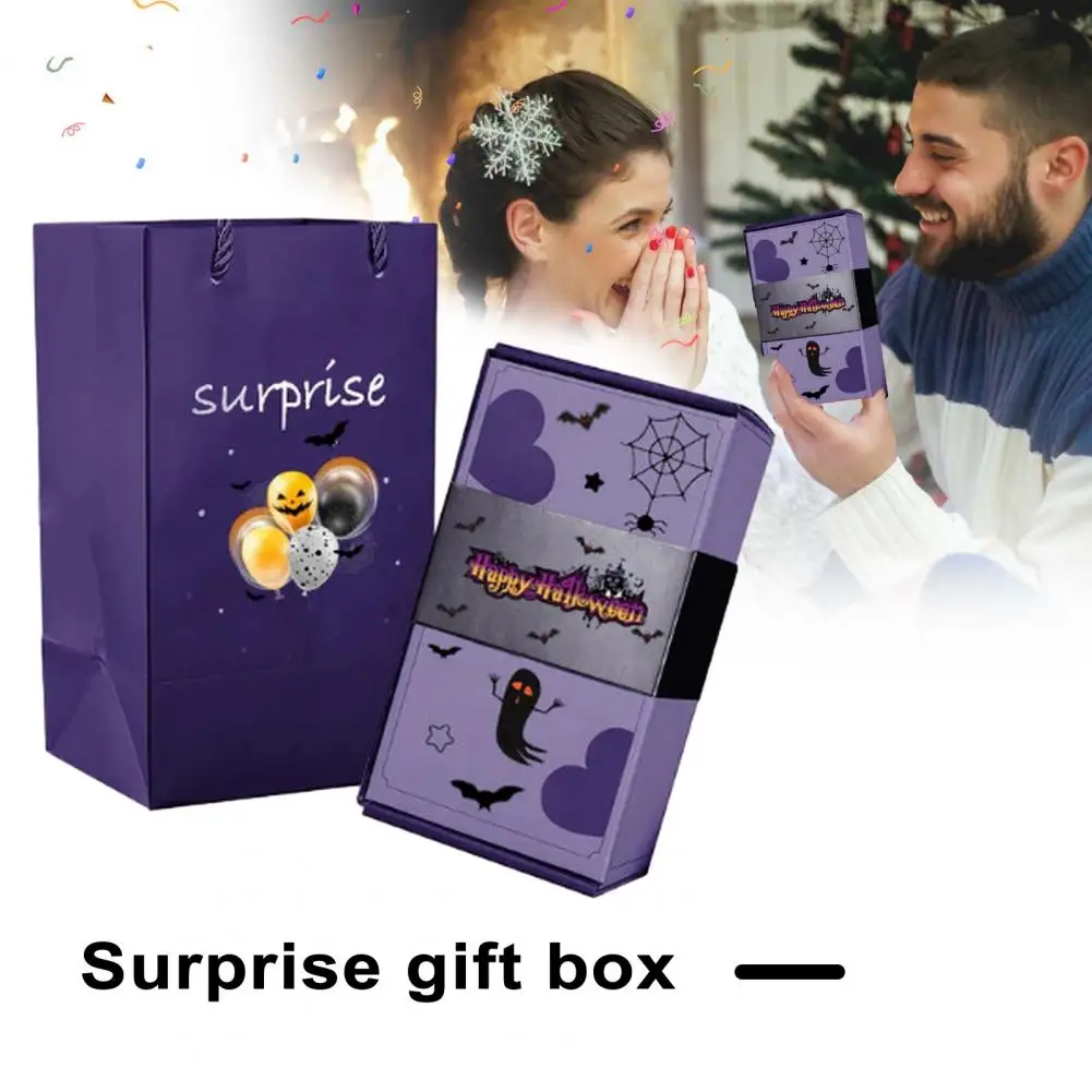 

Durable Gift Box Spooky Surprise Reusable Halloween Gift Box Handbag Kit for Party Supplies Thick Paper Bounce Bags A Set of Two