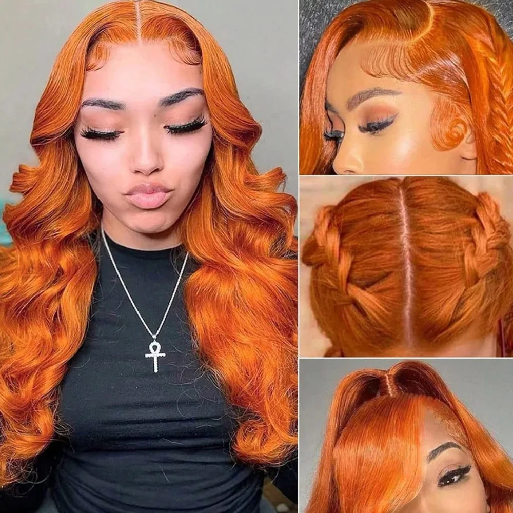 30 Inch Ginger Wig Human Hair Body Wave Ginger Orange 13X4 Lace Front Wigs Human Hair Pre Plucked 250% Density for Black Women