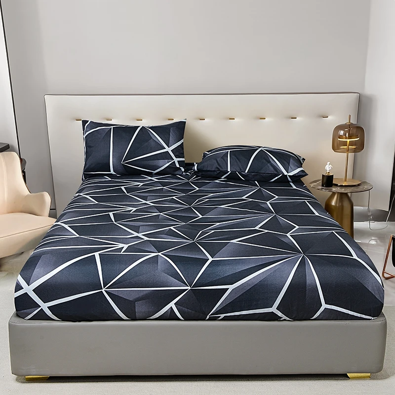 Printed Single Bedding Plant-cashmere Bed Cover Comfortable Mattress Cover for Loved Ones Double Use Elastic Bedding 200x220 2